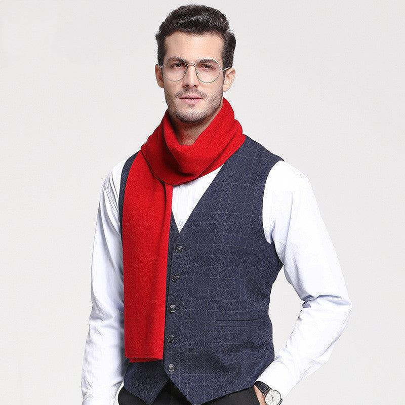 Pure Wool Men's Scarf All-match Knitting - Nioor