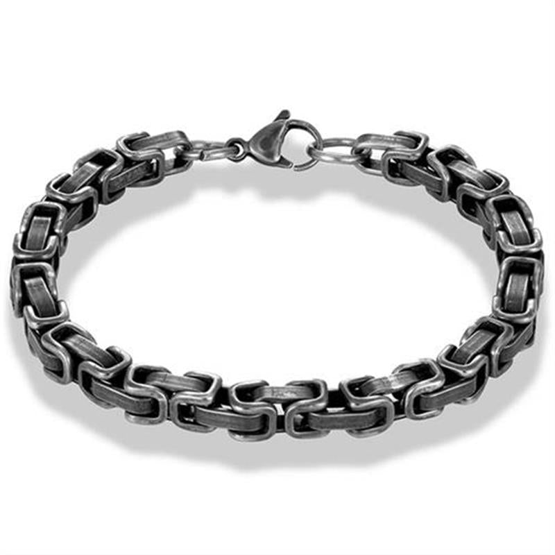 Stainless Steel Vintage Bracelet Men Black Cuban Chain