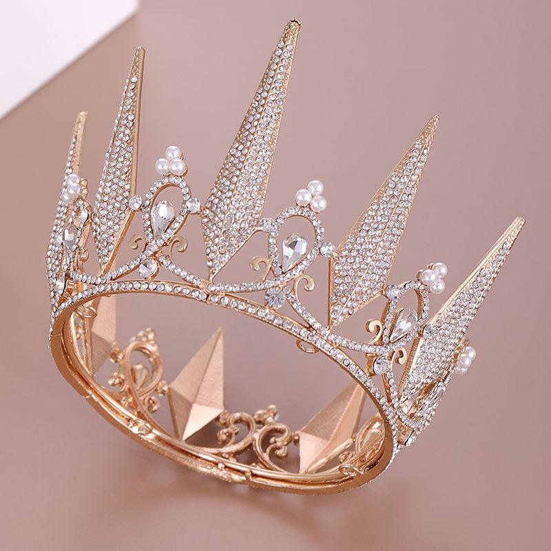 The Whole Circle Full Of Diamonds Crystal Big Crown Wedding Headdress - Nioor