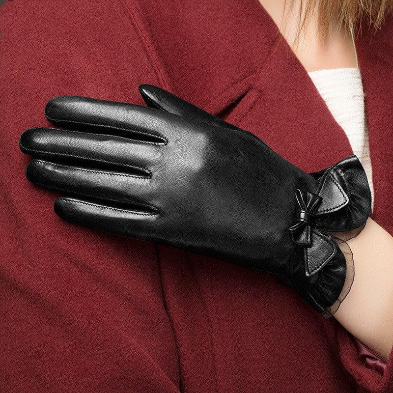 Women's Winter Warm Touch Screen Leather Gloves - Nioor