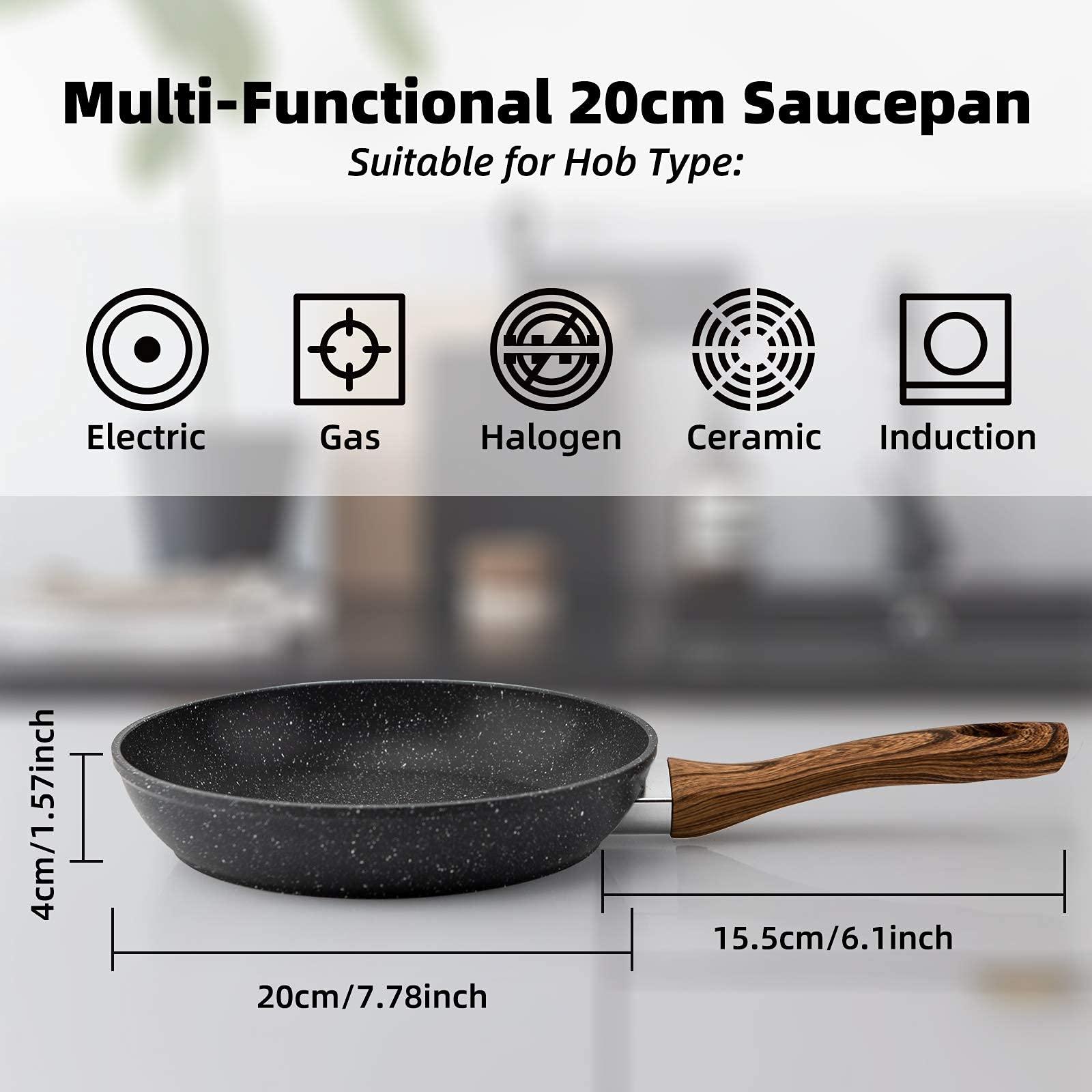 Egg Frying Pan Non Stick 20cm 8 Inch, Induction Wok For Steak Bacon Hot-Dog Burgers, Forged Aluminum Woks Nonstick Anti-Scratch Coating Anti-scalding Handle Design Bann - Nioor