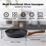 Egg Frying Pan Non Stick 20cm 8 Inch, Induction Wok For Steak Bacon Hot-Dog Burgers, Forged Aluminum Woks Nonstick Anti-Scratch Coating Anti-scalding Handle Design Bann - Nioor