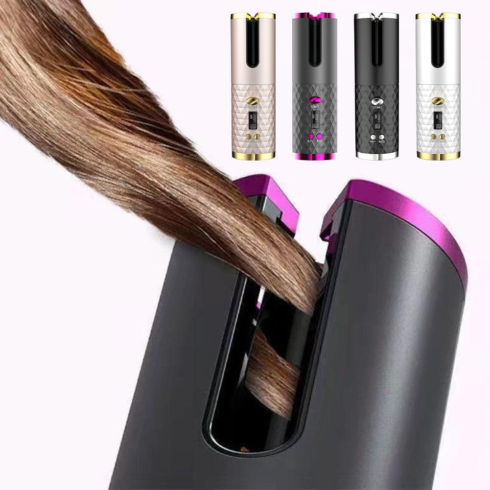 Electric LCD Display Automatic Rotating Cordless Hair Curler Fast Curling Iron Tongs Portable USB Rechargeable With Comb Safe USB Cordless Automatic Rotating Hair Curler Hair Waver Curling Iron - Nioor