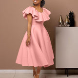 Elegant Ruffle Large Dress - Nioor