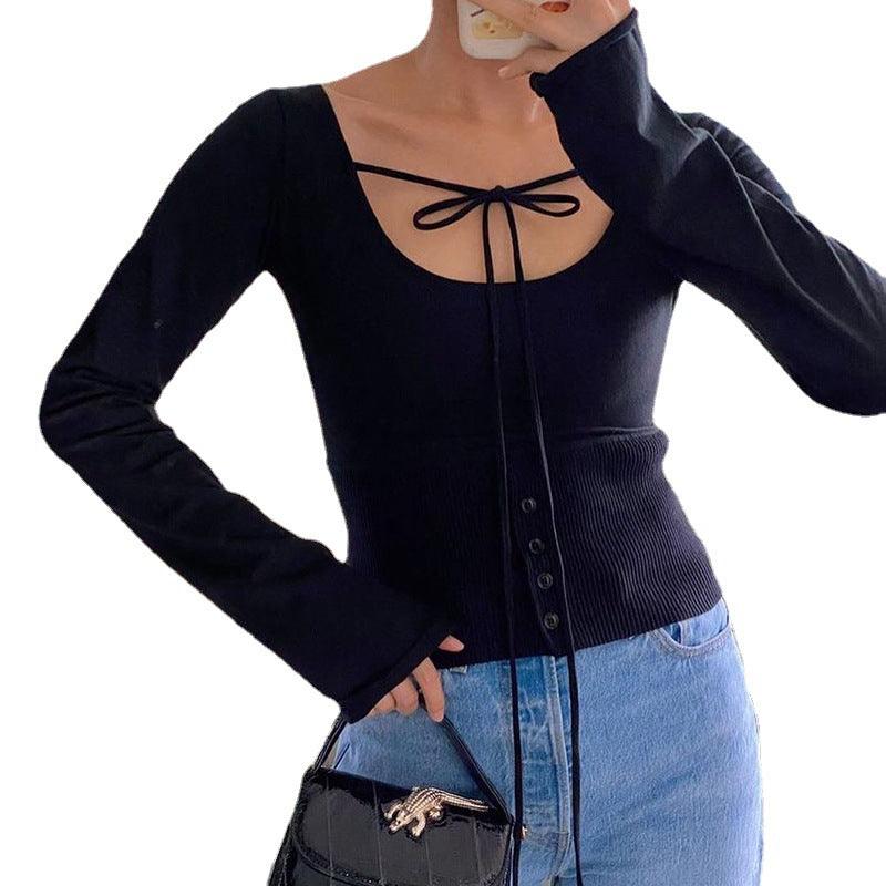 Elegant Slim And Versatile Long-sleeved Bottom Shirt - Nioor