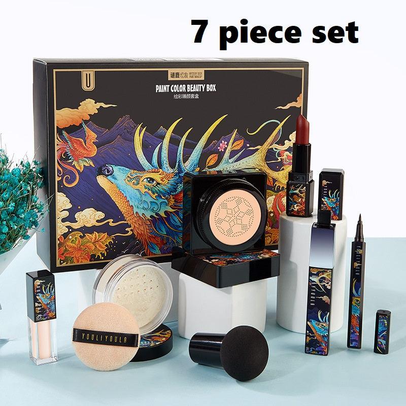 Elk Makeup Nine-piece Set Makeup Powder Air Cushion BB Cream Lipstick Affordable Makeup Set - Nioor