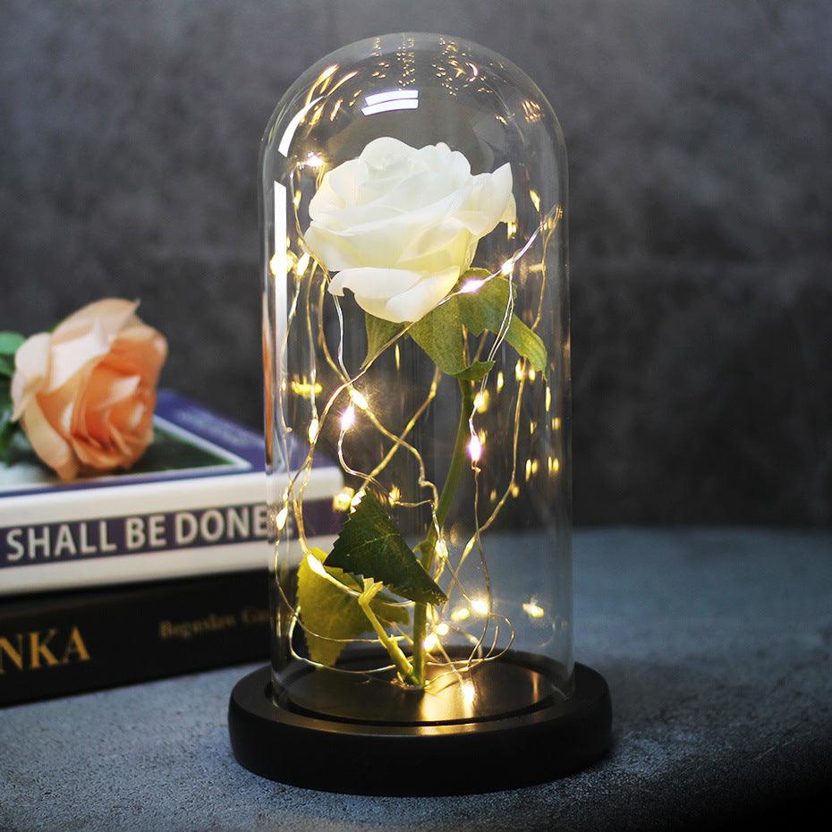 Enchanted Forever Rose Flower in Glass LED Light Christmas Decoration - Nioor