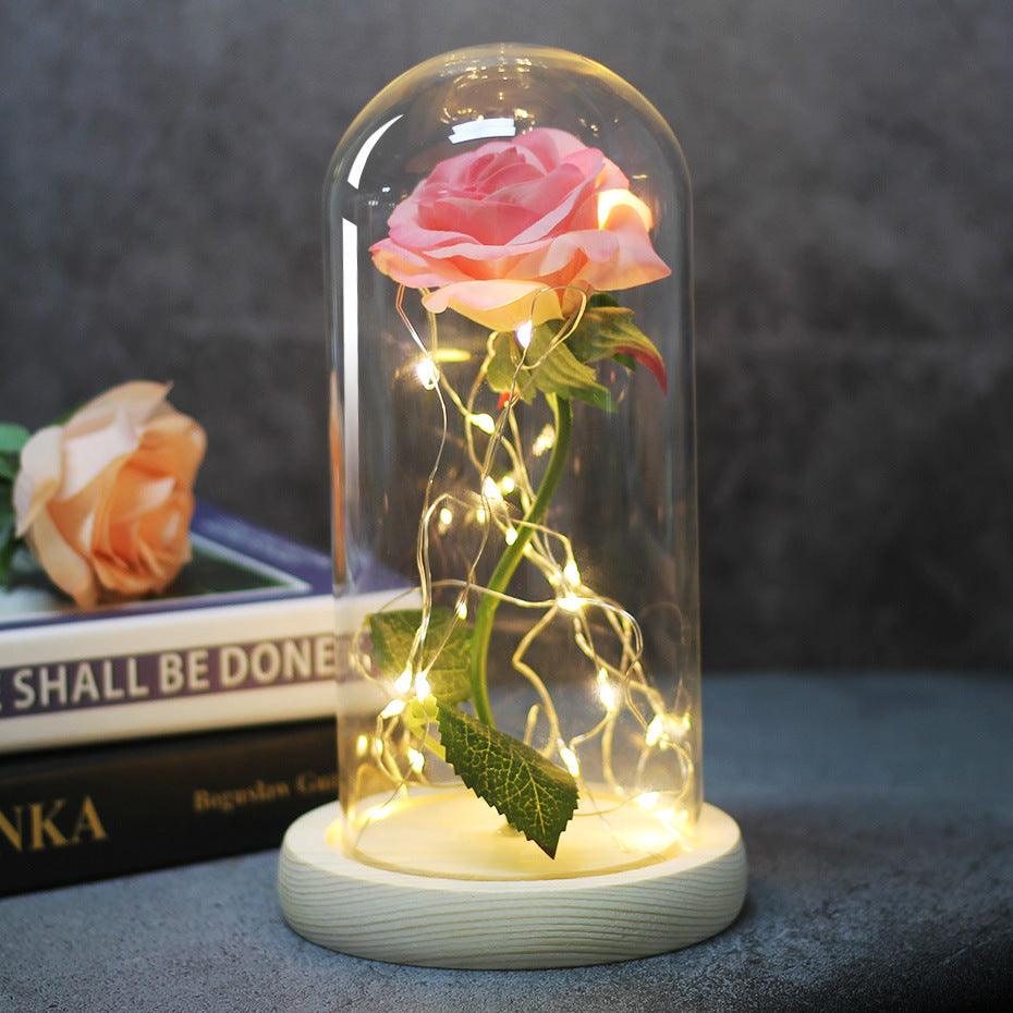 Enchanted Forever Rose Flower in Glass LED Light Christmas Decoration - Nioor