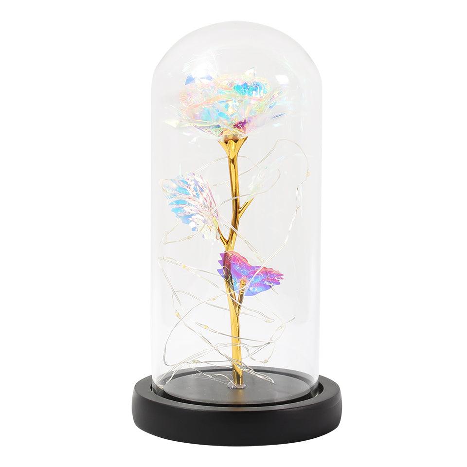 Enchanted Forever Rose Flower in Glass LED Light Christmas Decoration - Nioor