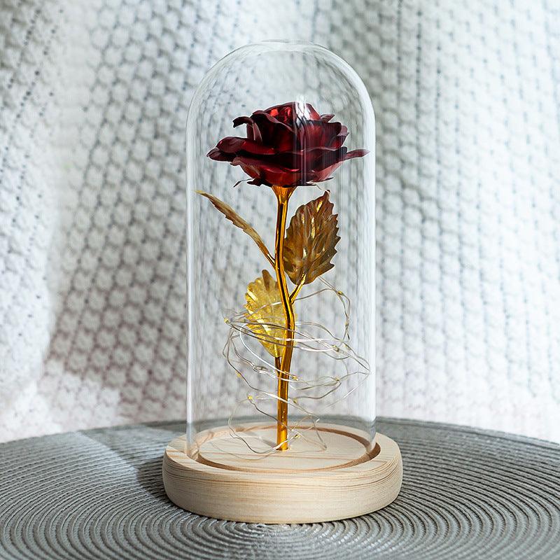 Enchanted Forever Rose Flower in Glass LED Light Christmas Decoration - Nioor