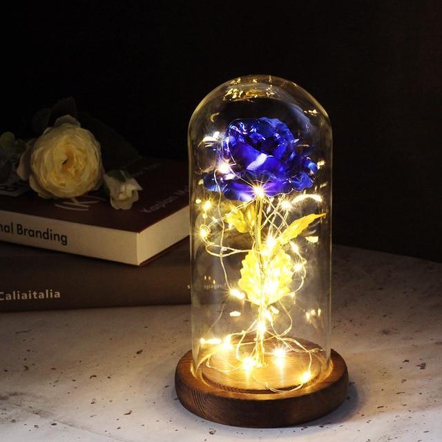 Enchanted Forever Rose Flower in Glass LED Light Christmas Decoration - Nioor