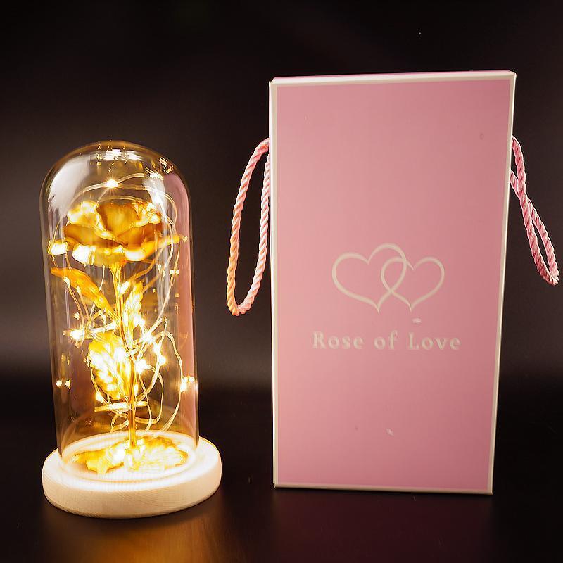 Enchanted Forever Rose Flower in Glass LED Light Christmas Decoration - Nioor