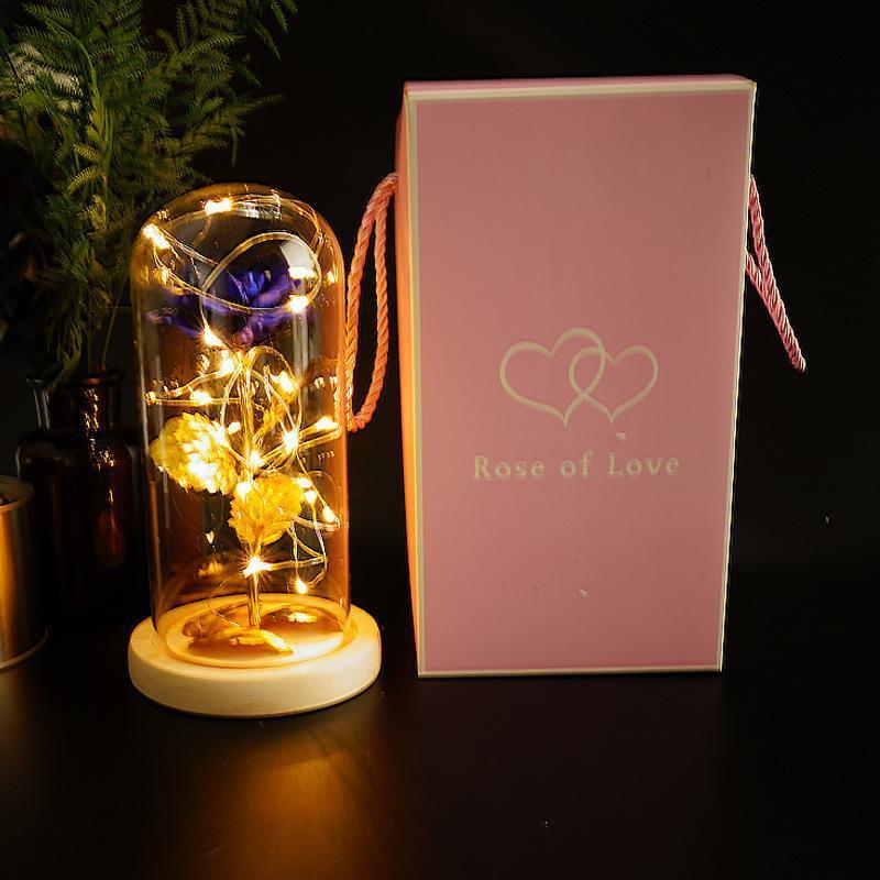 Enchanted Forever Rose Flower in Glass LED Light Christmas Decoration - Nioor