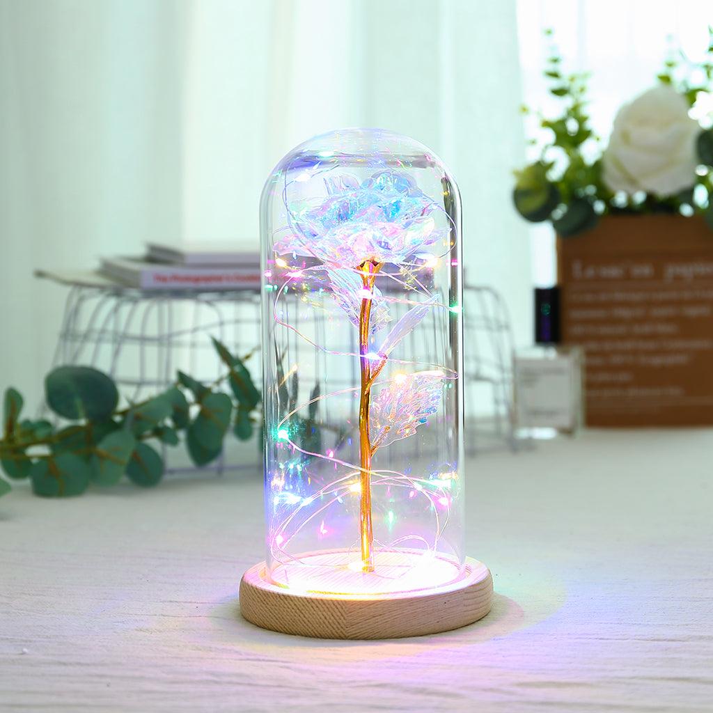 Enchanted Forever Rose Flower in Glass LED Light Christmas Decoration - Nioor