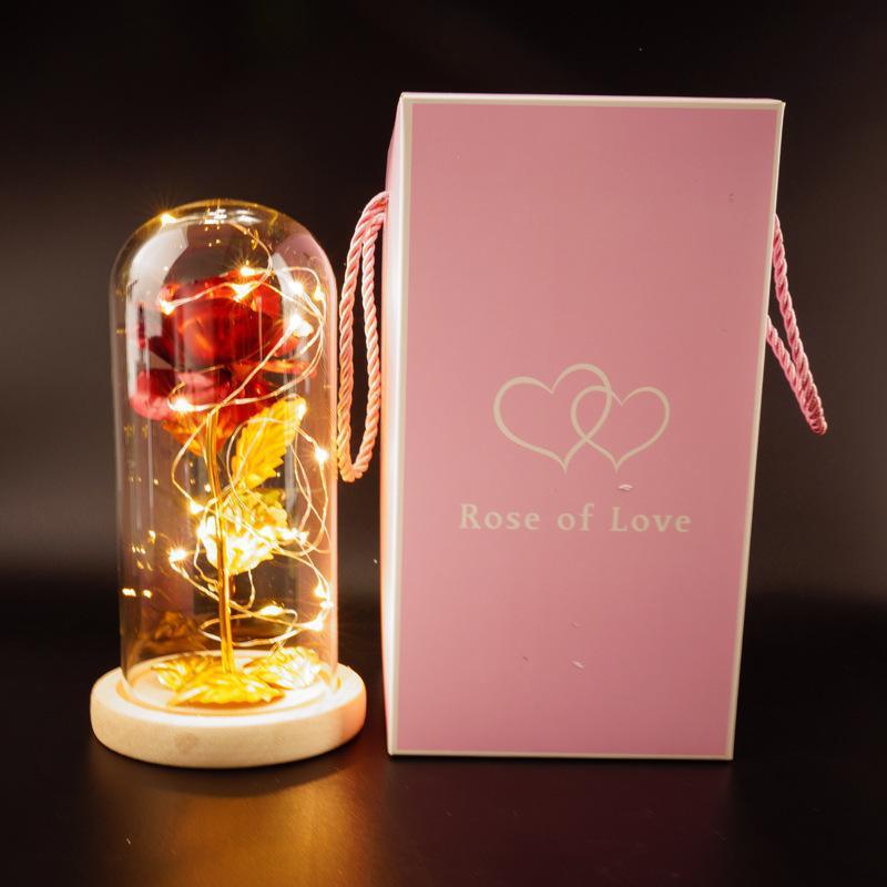 Enchanted Forever Rose Flower in Glass LED Light Christmas Decoration - Nioor