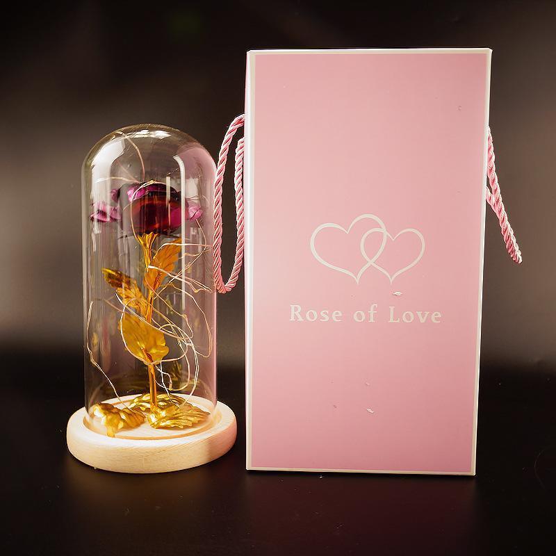 Enchanted Forever Rose Flower in Glass LED Light Christmas Decoration - Nioor