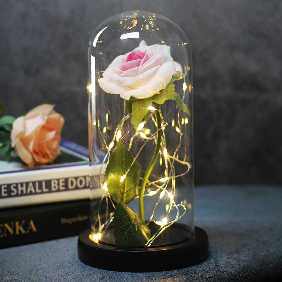 Enchanted Forever Rose Flower in Glass LED Light Christmas Decoration - Nioor