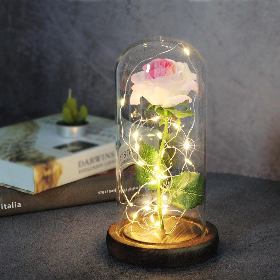 Enchanted Forever Rose Flower in Glass LED Light Christmas Decoration - Nioor