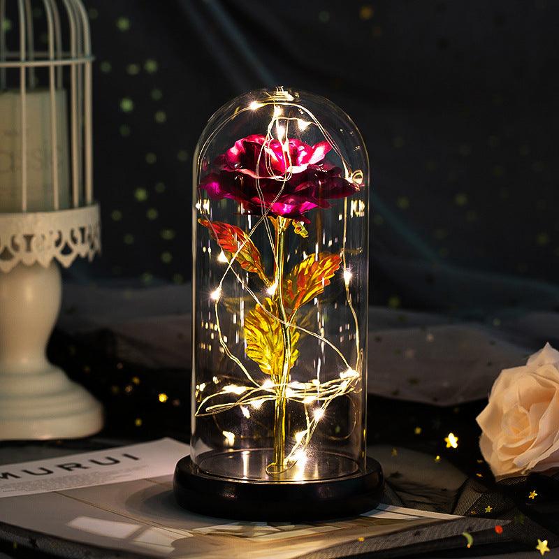 Enchanted Forever Rose Flower in Glass LED Light Christmas Decoration - Nioor