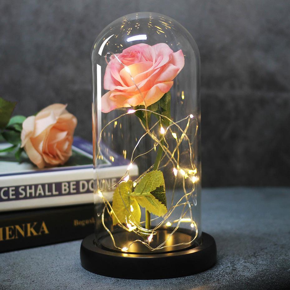 Enchanted Forever Rose Flower in Glass LED Light Christmas Decoration - Nioor