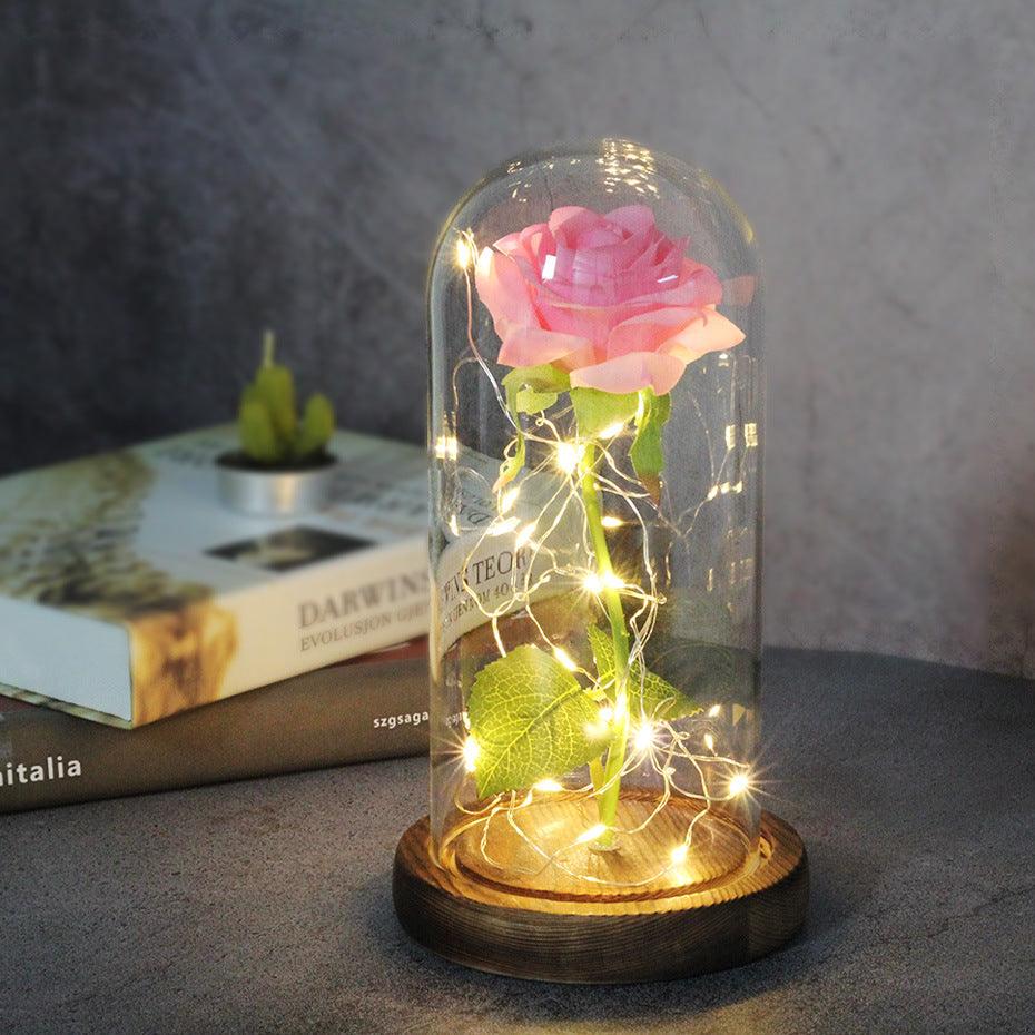 Enchanted Forever Rose Flower in Glass LED Light Christmas Decoration - Nioor