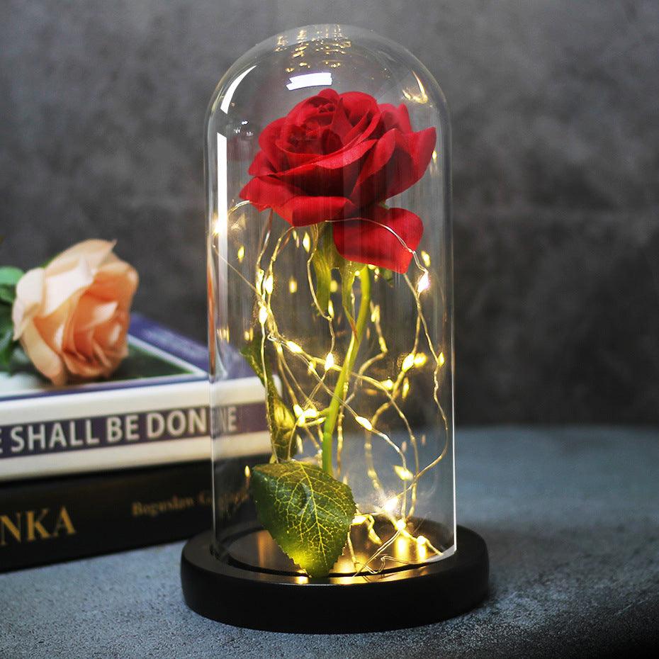 Enchanted Forever Rose Flower in Glass LED Light Christmas Decoration - Nioor