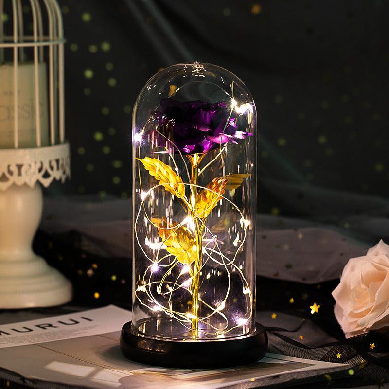 Enchanted Forever Rose Flower in Glass LED Light Christmas Decoration - Nioor