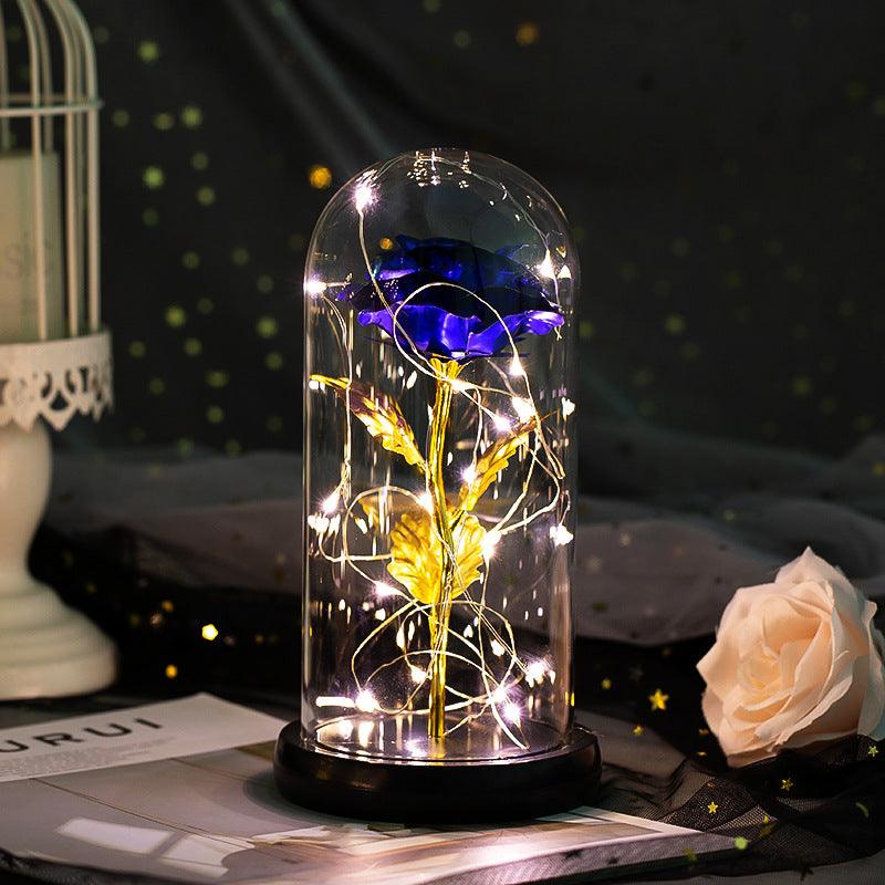 Enchanted Forever Rose Flower in Glass LED Light Christmas Decoration - Nioor