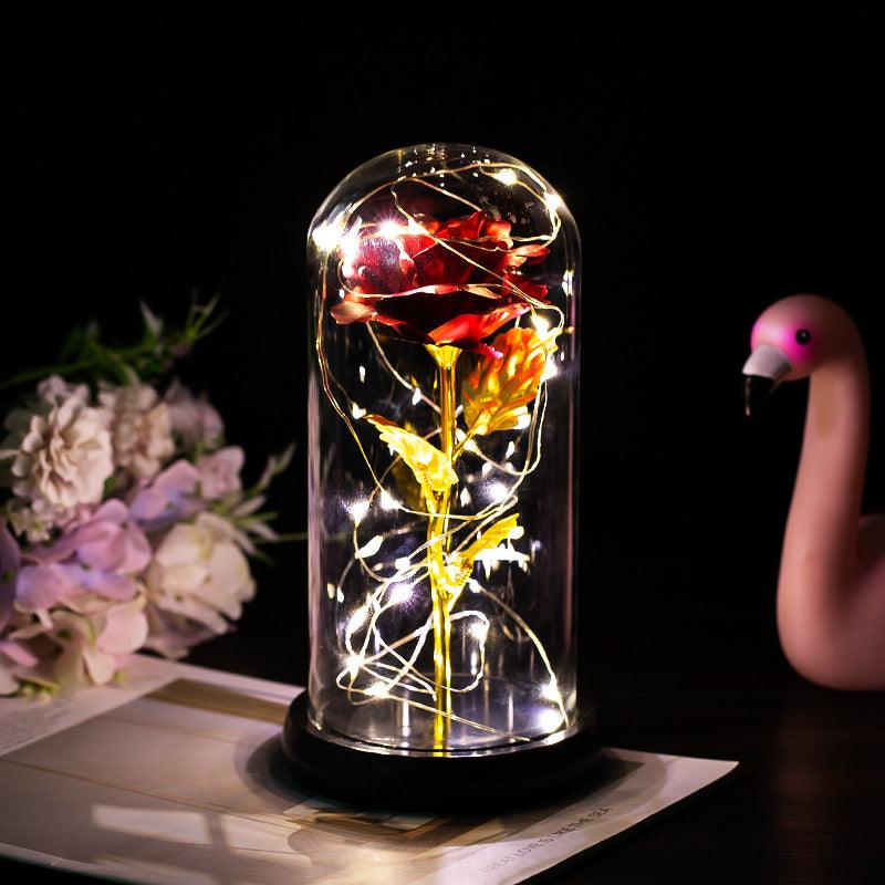 Enchanted Forever Rose Flower in Glass LED Light Christmas Decoration - Nioor