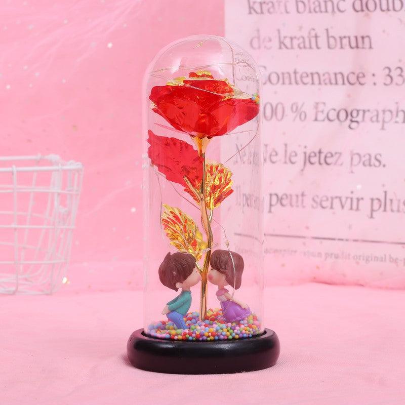 Enchanted Forever Rose Flower in Glass LED Light Christmas Decoration - Nioor