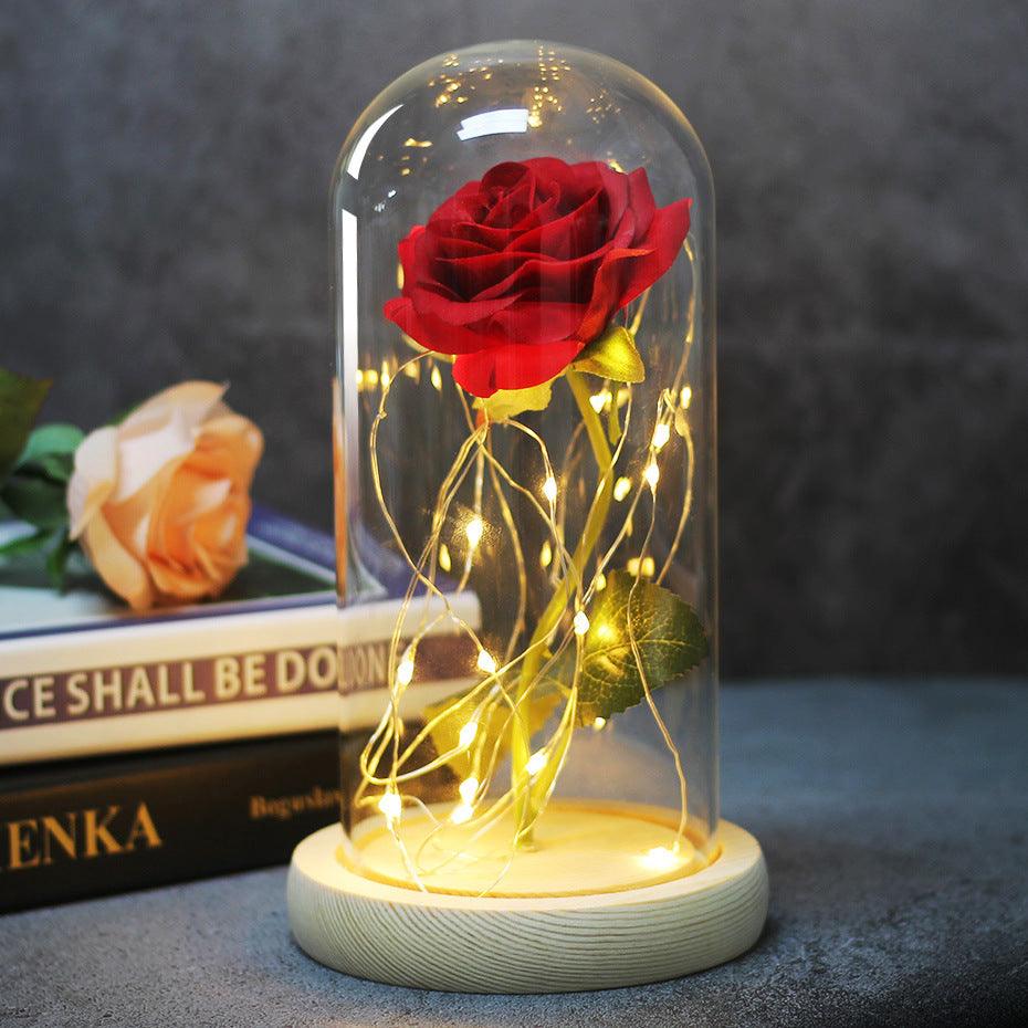 Enchanted Forever Rose Flower in Glass LED Light Christmas Decoration - Nioor