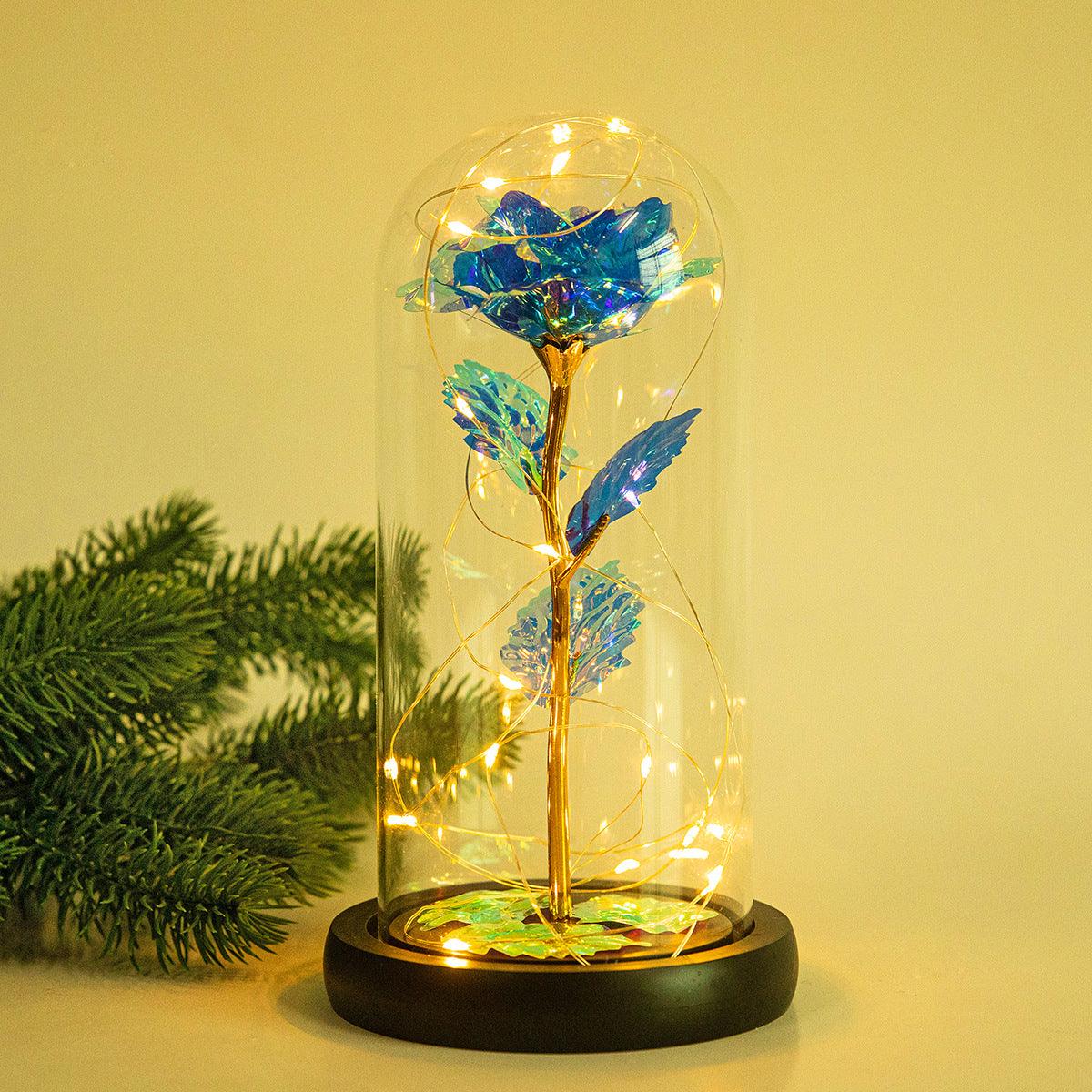 Enchanted Forever Rose Flower in Glass LED Light Christmas Decoration - Nioor