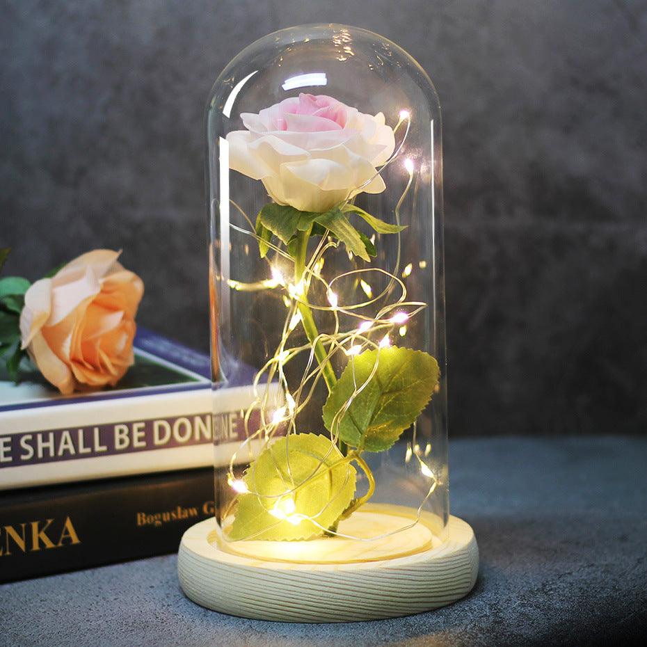 Enchanted Forever Rose Flower in Glass LED Light Christmas Decoration - Nioor