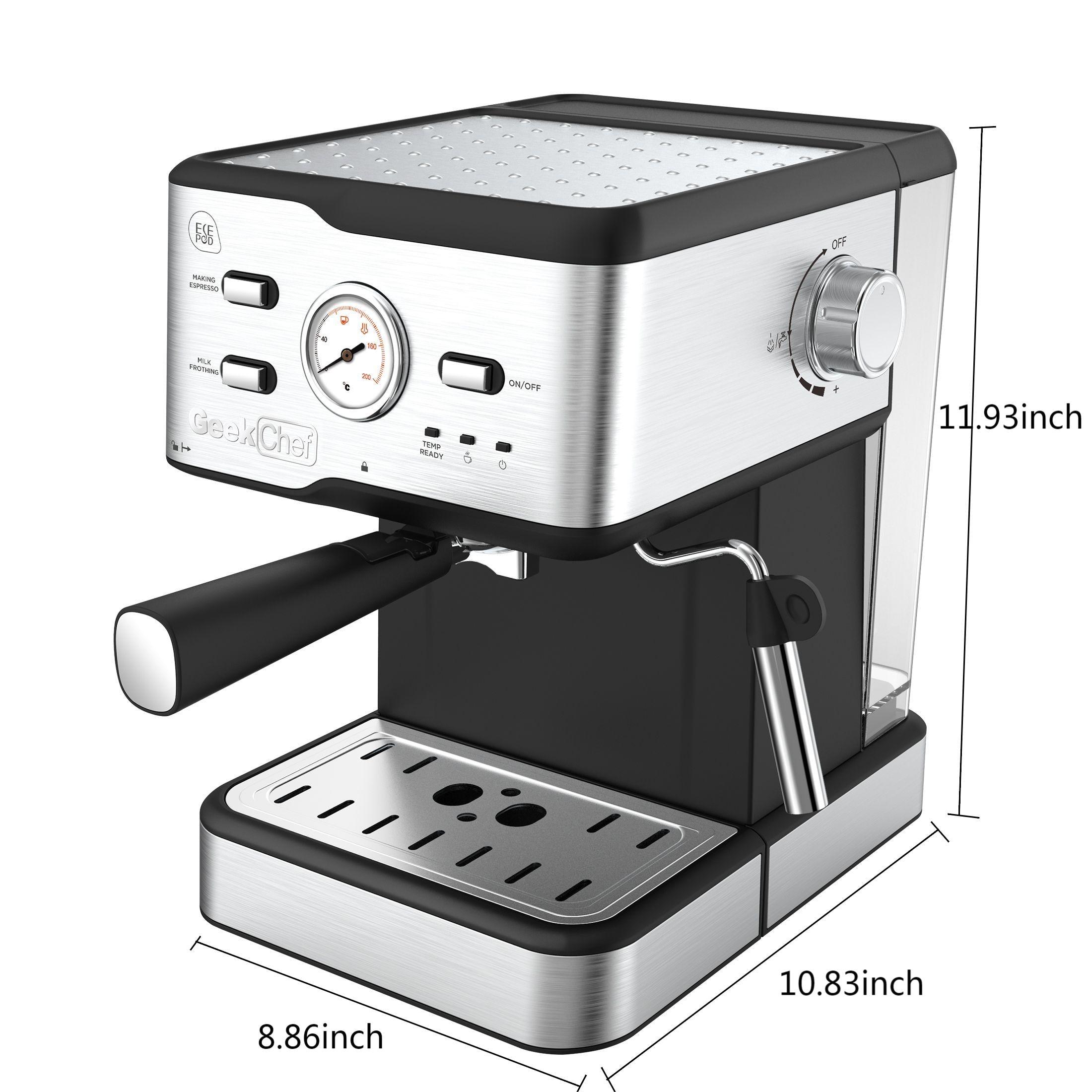 Espresso Machine 20 Bar Pressure Cappuccino Latte Maker Coffee Machine With ESE POD Filter&Milk Frother Steam Wand&thermometer, 1.5L Water Tank, Stainless Steel Espresso Ban On Amazon - Nioor