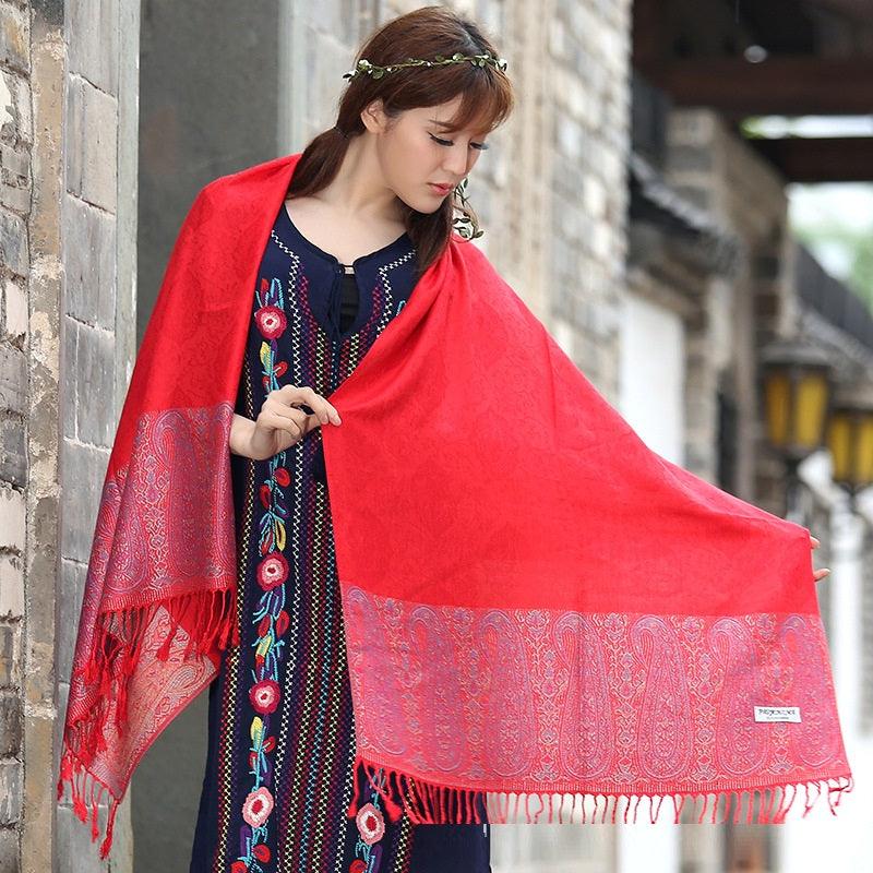 Ethnic Style Cashew Scarf Air Conditioning Talma Scarf Dual-use Jacquard Tassel - Nioor