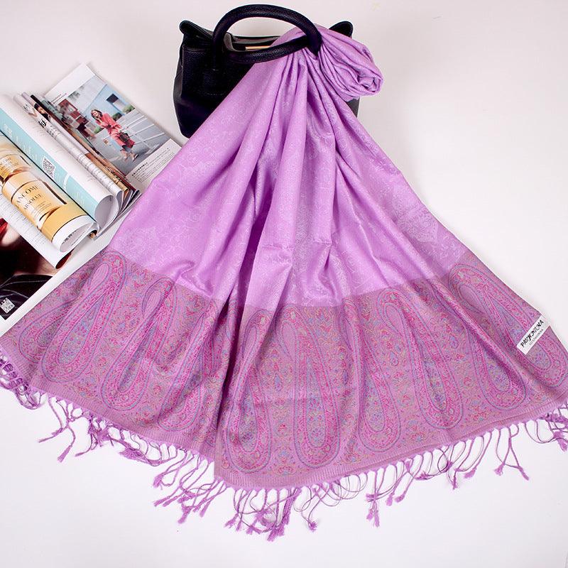 Ethnic Style Cashew Scarf Air Conditioning Talma Scarf Dual-use Jacquard Tassel - Nioor