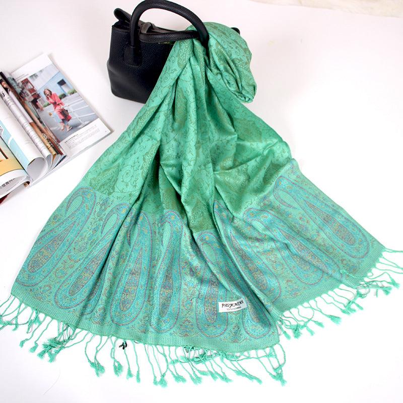 Ethnic Style Cashew Scarf Air Conditioning Talma Scarf Dual-use Jacquard Tassel - Nioor