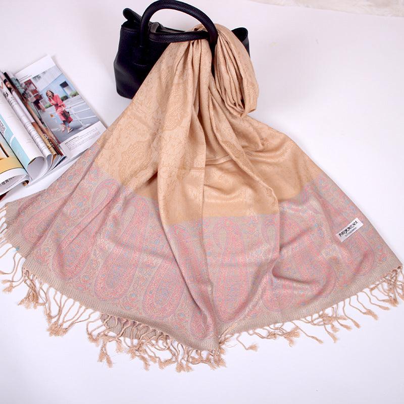 Ethnic Style Cashew Scarf Air Conditioning Talma Scarf Dual-use Jacquard Tassel - Nioor