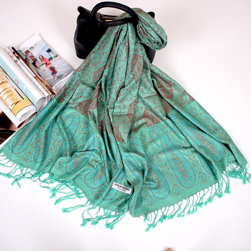 Ethnic Style Cashew Scarf Air Conditioning Talma Scarf Dual-use Jacquard Tassel - Nioor