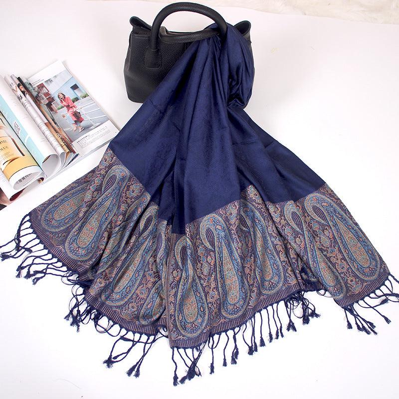 Ethnic Style Cashew Scarf Air Conditioning Talma Scarf Dual-use Jacquard Tassel - Nioor