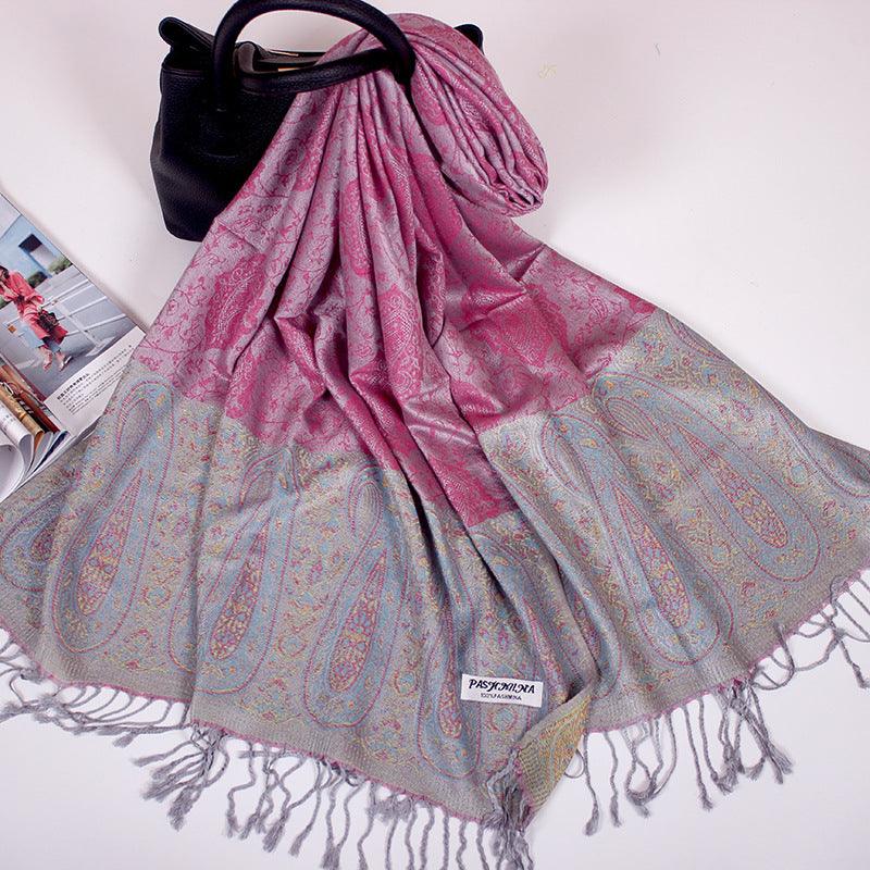 Ethnic Style Cashew Scarf Air Conditioning Talma Scarf Dual-use Jacquard Tassel - Nioor