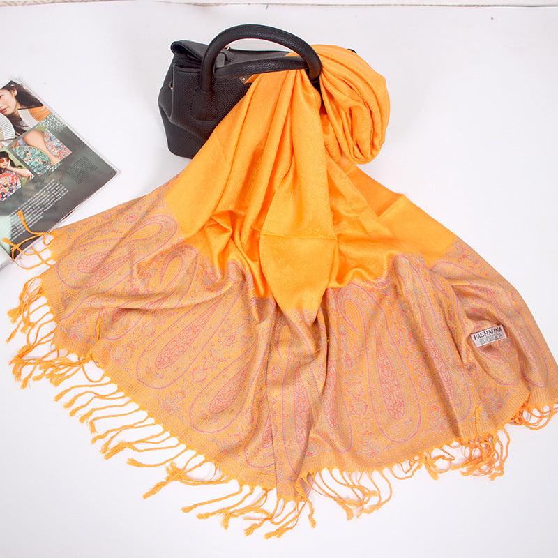 Ethnic Style Cashew Scarf Air Conditioning Talma Scarf Dual-use Jacquard Tassel - Nioor