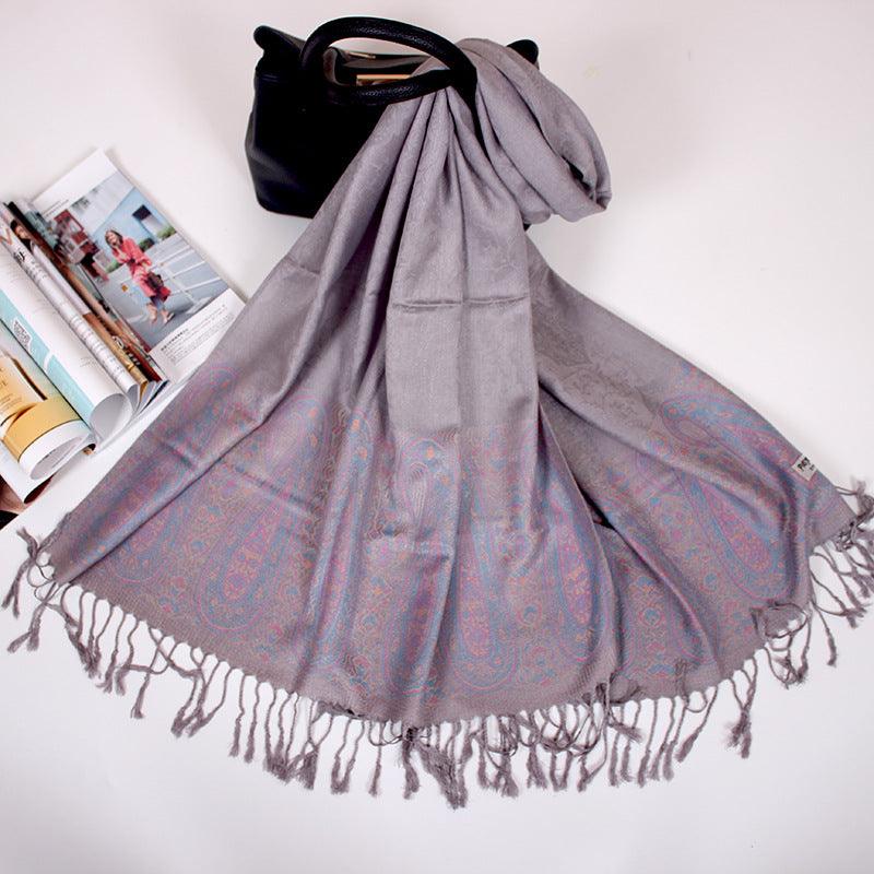 Ethnic Style Cashew Scarf Air Conditioning Talma Scarf Dual-use Jacquard Tassel - Nioor