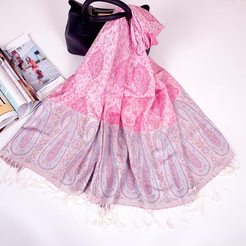 Ethnic Style Cashew Scarf Air Conditioning Talma Scarf Dual-use Jacquard Tassel - Nioor