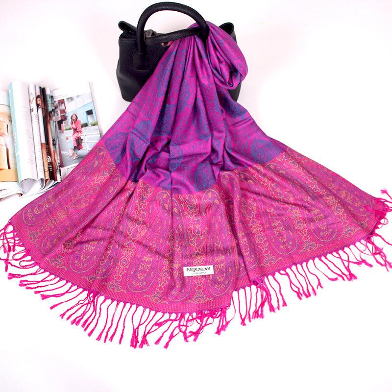 Ethnic Style Cashew Scarf Air Conditioning Talma Scarf Dual-use Jacquard Tassel - Nioor