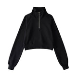 Europe And America INS Raglan Sleeve Stand Collar Half Placket Zipper Sweater - Nioor