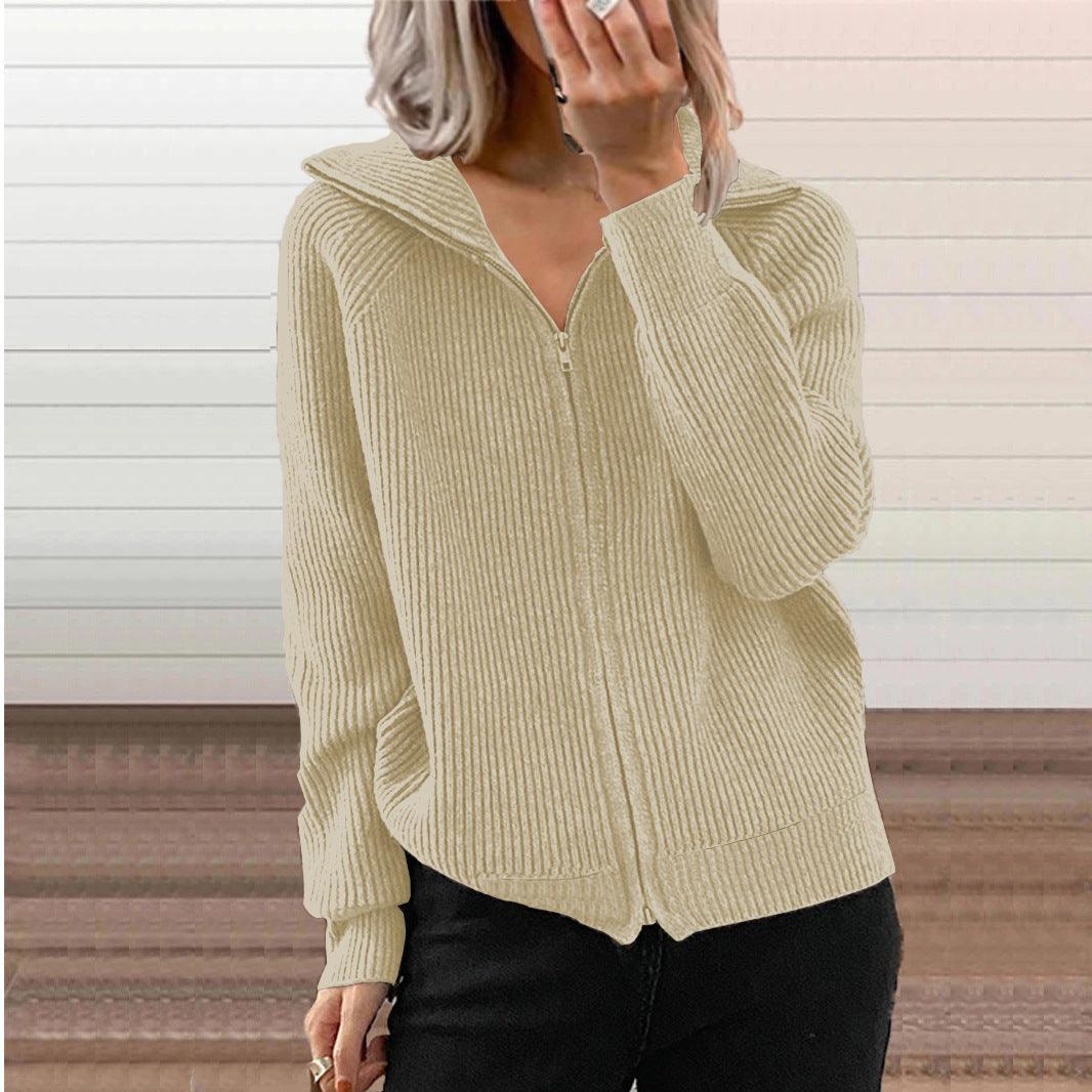 Europe And America New Stripe Casual Loose Knitwear Coat Women - Nioor