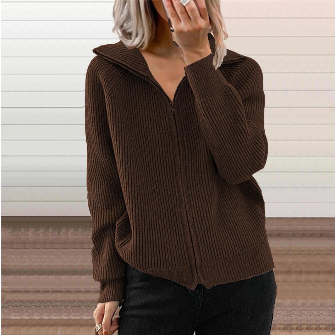 Europe And America New Stripe Casual Loose Knitwear Coat Women - Nioor