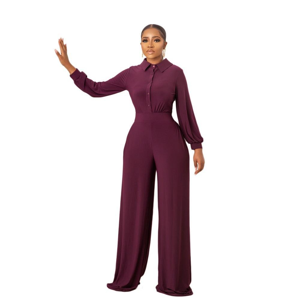 Europe And America Solid Color Casual Women's Jumpsuit - Nioor