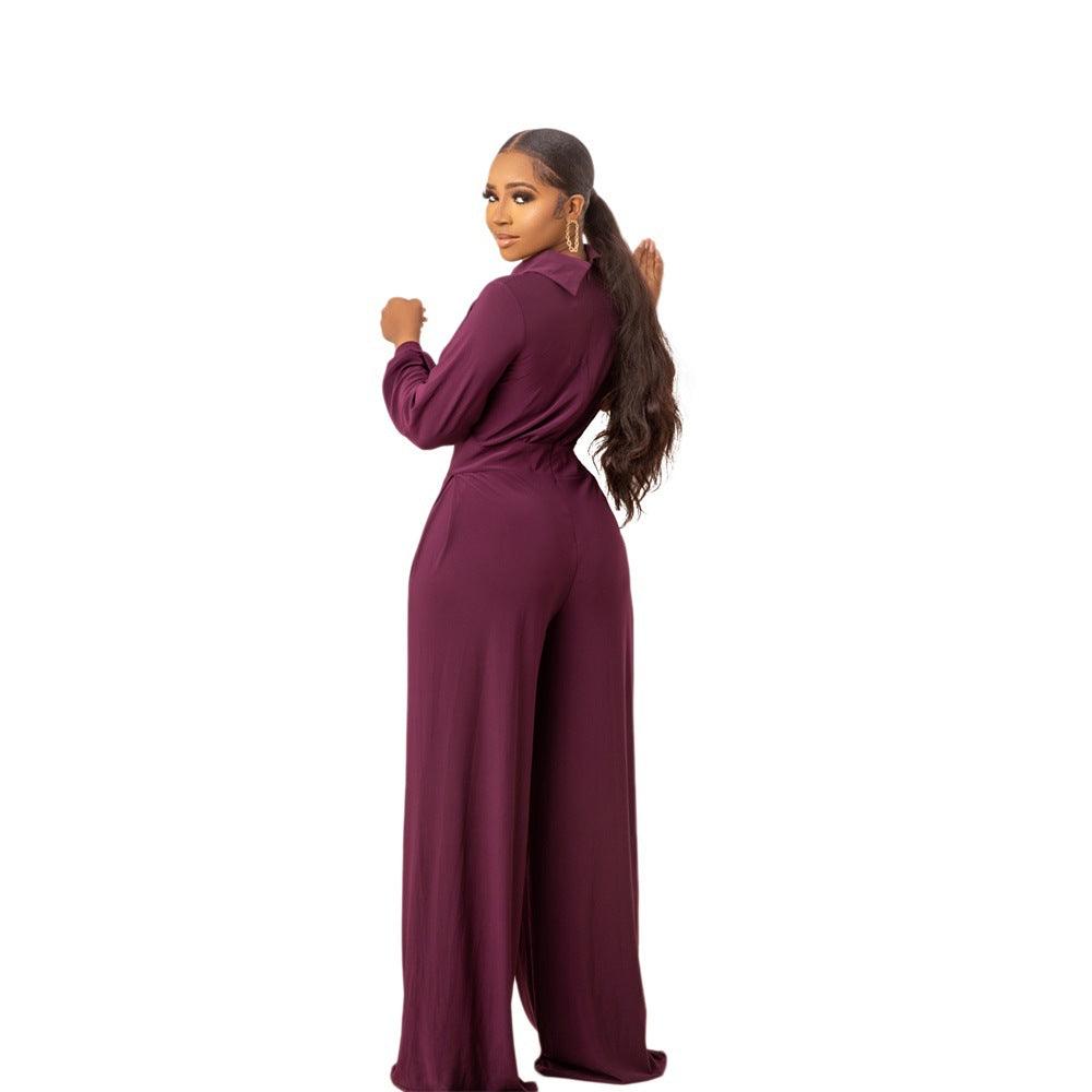 Europe And America Solid Color Casual Women's Jumpsuit - Nioor